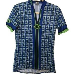 Bicycling Jersey Blue and Lime Green
